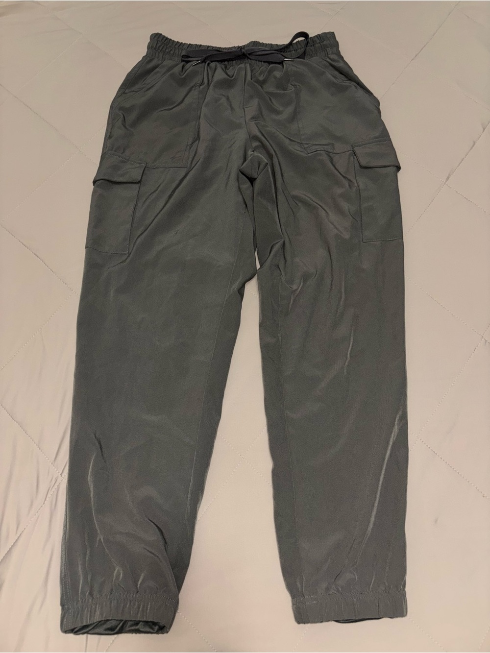 Women's Olive Cargo Jogger Pants with Elastic Waist